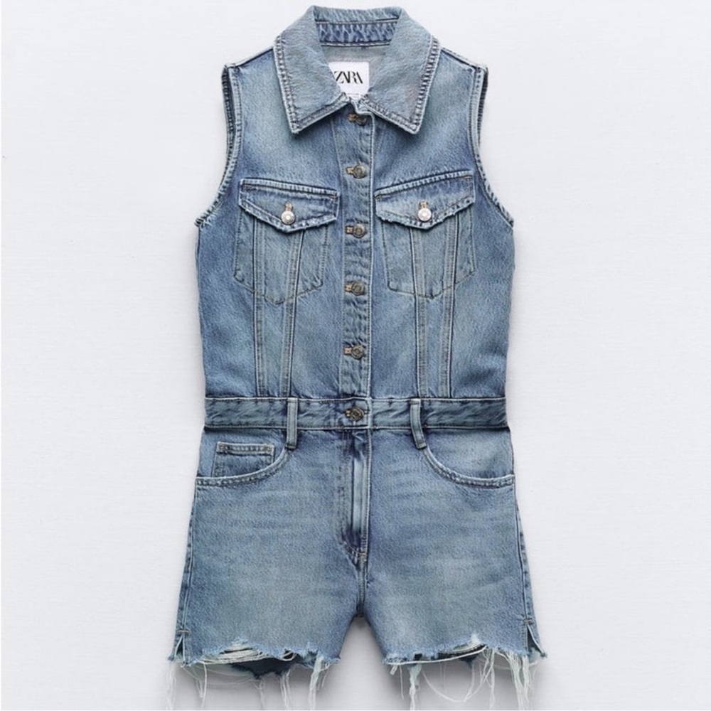Zara | Blue Denim Sleeveless Romper
